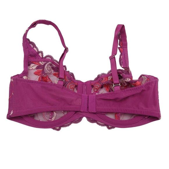 Soma Sensuous Lace Unlined Demi Bra Size 34C New Sheer Purple Embroidered - Picture 7 of 10